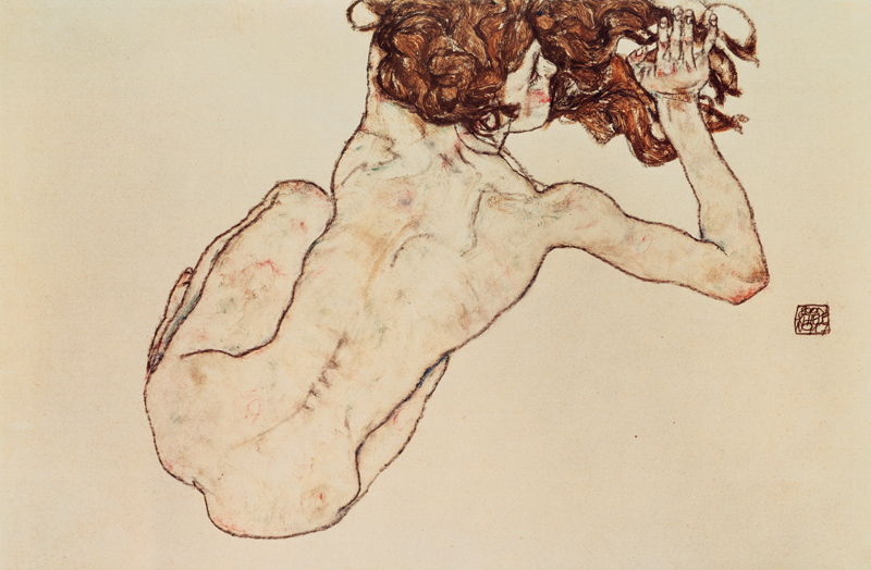 Back act crouching down. from Egon Schiele