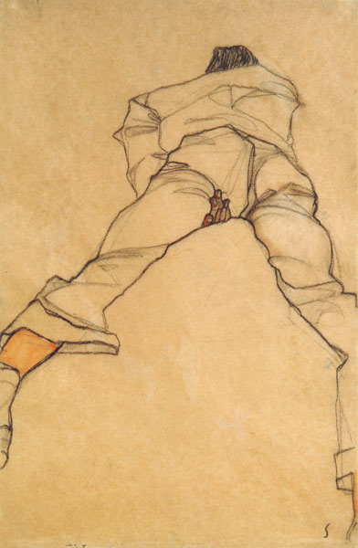 Man Lying Face Down, back view from Egon Schiele