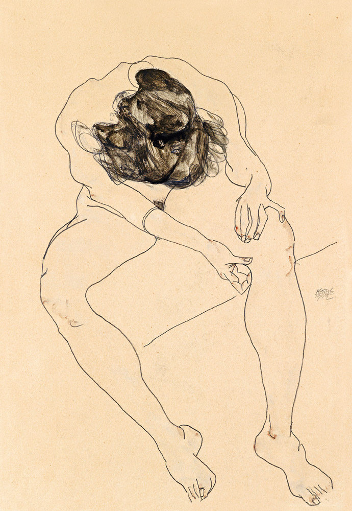 Seated female nude from Egon Schiele
