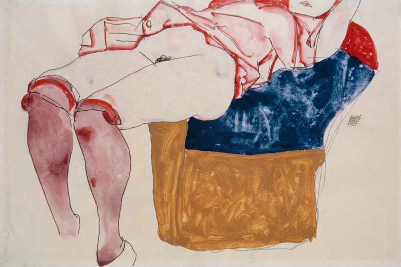 Resting woman with lilafarbenen stockings from Egon Schiele