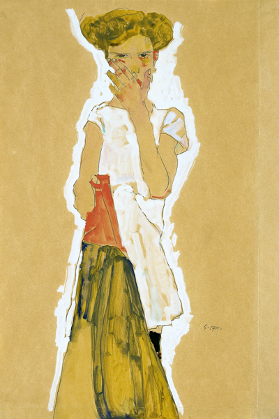 Standing Girl in White Petticoat from Egon Schiele