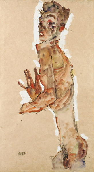 Self-Portrait with Splayed Fingers from Egon Schiele