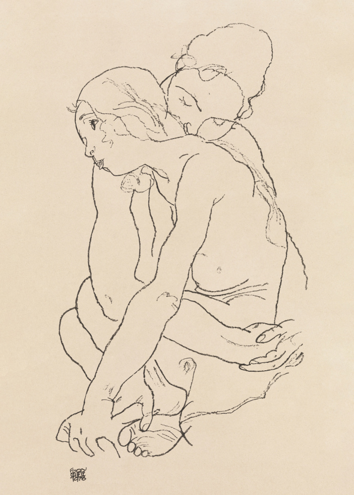 Woman and Girl Embracing 1918 from Egon Schiele