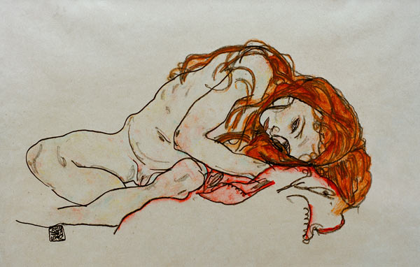 Two embraced women  from Egon Schiele