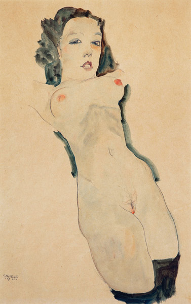 Reclining Nude with Black Stockings from Egon Schiele