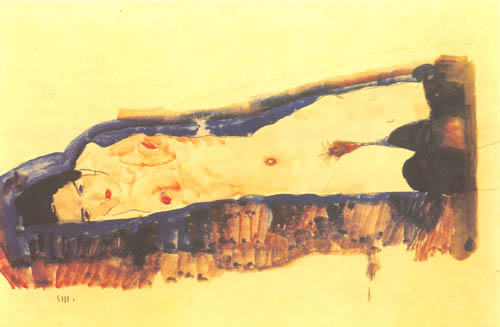 Lying act with black stockings from Egon Schiele