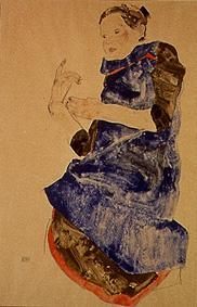 Girl with a blue apron from Egon Schiele