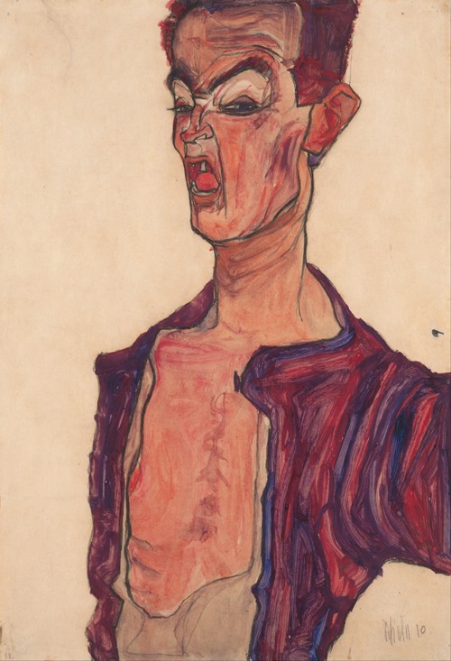 Self-Portrait, Grimacing from Egon Schiele