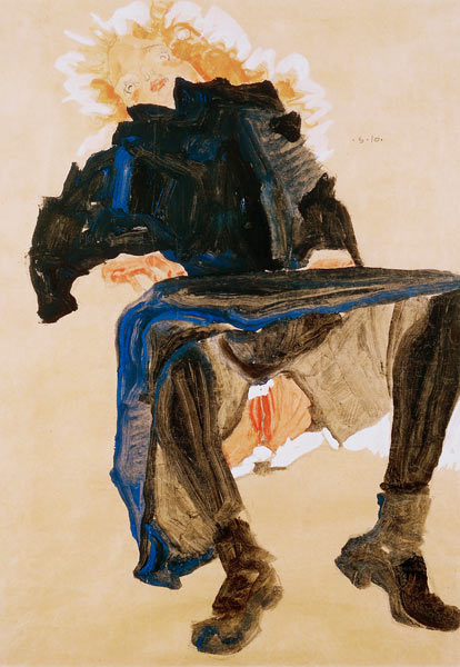 Seated Wom.w.Lifted Skirt from Egon Schiele