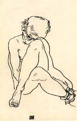 Sedentary act with crossed legs from Egon Schiele
