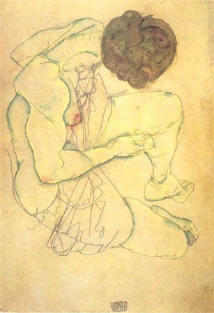 Sedentary woman act from Egon Schiele