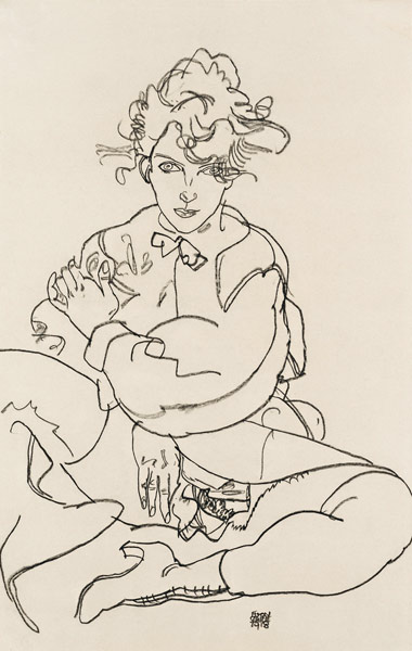 Girl sitting with spread legs from Egon Schiele