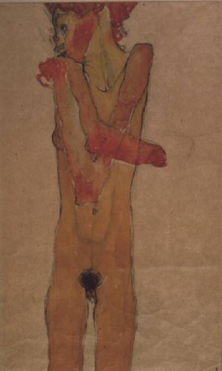 Standing female nude with crossed arms from Egon Schiele
