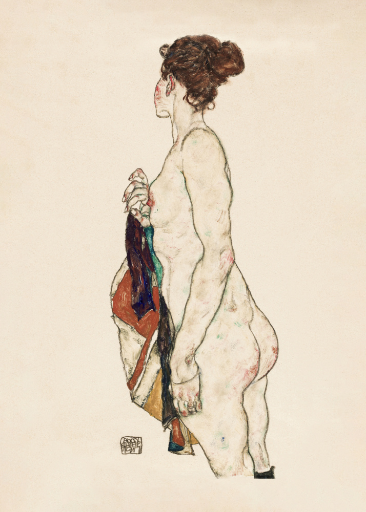Standing Nude Woman With a Patterned Robe 1917 from Egon Schiele