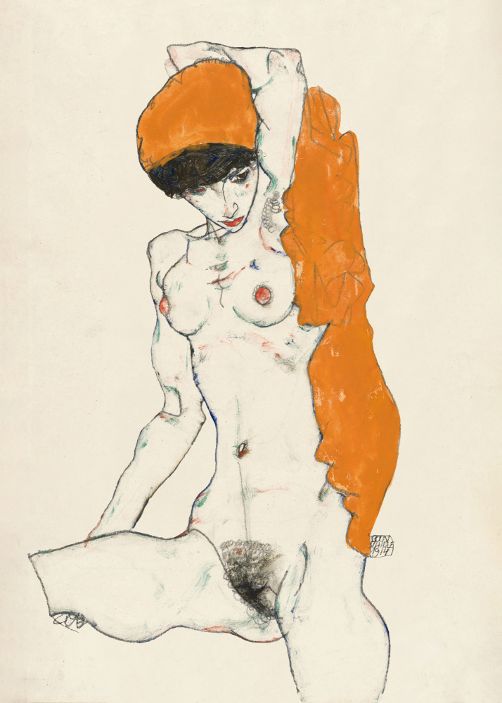 Standing Nude With Orange Drapery 1914 from Egon Schiele