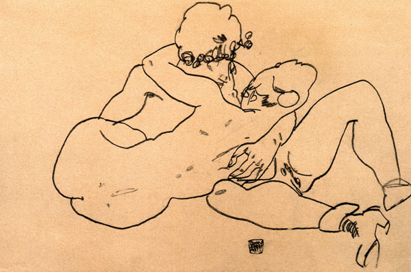Two acts hugging himself from Egon Schiele