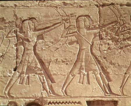 Archers, detail from the hunt of Ramesses III (c.1184-1153 BC) from the Mortuary Temple of Ramesses from Egyptian