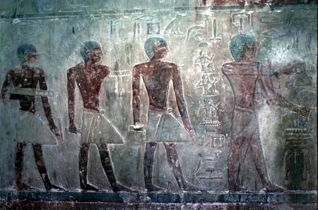 Craftsmen from the South wall of the Mastaba Chapel of Ti, Old Kingdom from Egyptian
