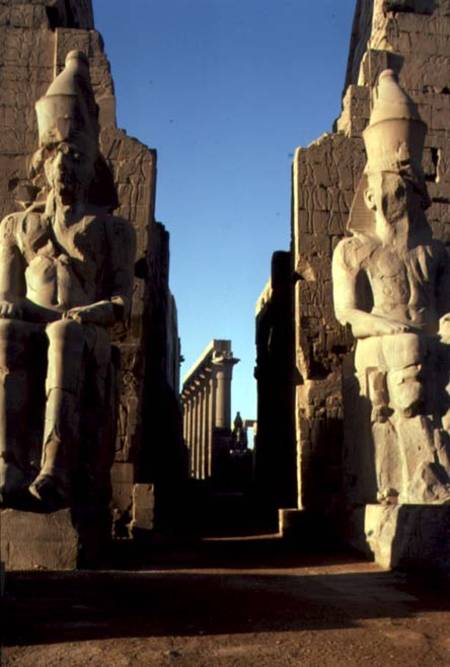 Entrance passage of the pylon and flanking statues, New Kingdom from Egyptian