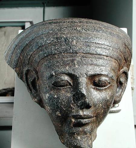 Head of a priest, from a sarcophagus, New Kingdom from Egyptian