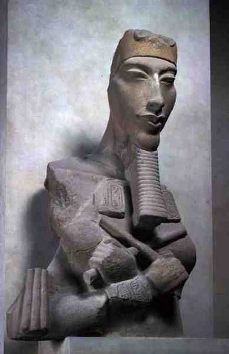 Osirid pillar of Akhenaten (1365-1349 BC) from the sun temple of Amenophis IV at Karnak, New Kingdom from Egyptian