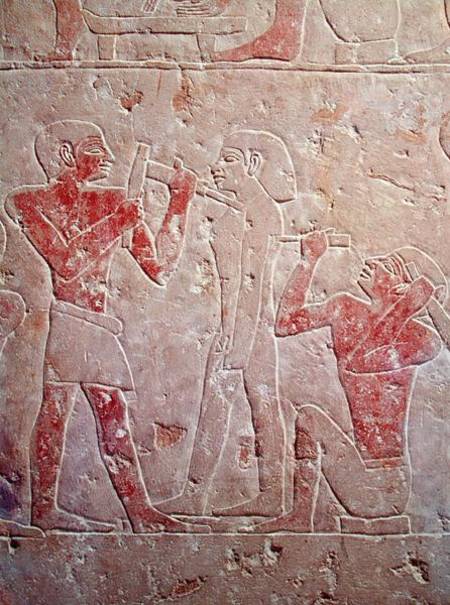 Relief depicting two sculptors carving a statue, from the mastaba of Kaemrehu, Saqqara, Old Kingdom from Egyptian