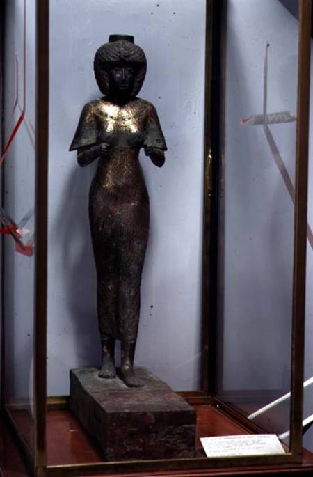 Statue of the Divine Adoratress Karomama, Third Intermediate Period (bronze with gold, silver & elec from Egyptian