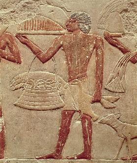Relief depicting a porter with a basket of fledglings, from the Tomb of Princess Idut, Old Kingdom