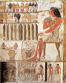 The deceased in front of a table of food, Egyptian, Old Kingdom