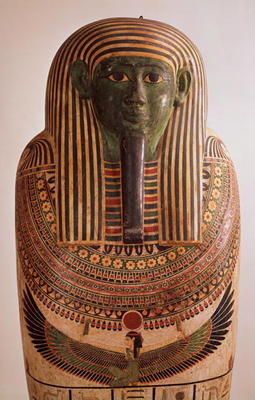 Outer lid of the sarcophagus of Psametik I (664-610 BC) Late Period (painted wood) from Egyptian 26th Dynasty