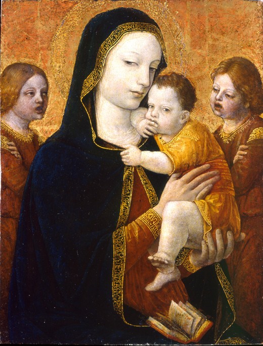 The Virgin and Child with two Angels from eigentl. Ambrogio da Fossano um Bergognone