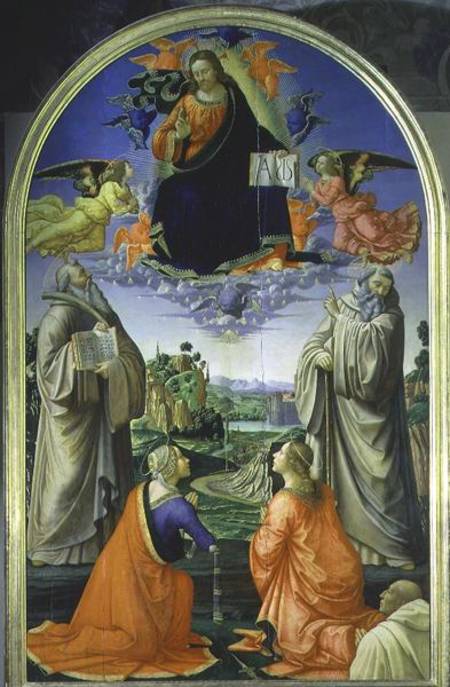 Christ in Glory with St. Benedict (c.480-547), St. Romuald (c.952-1027), St. Attinia, St. Grecinia a from  (eigentl. Domenico Tommaso Bigordi) Ghirlandaio Domenico