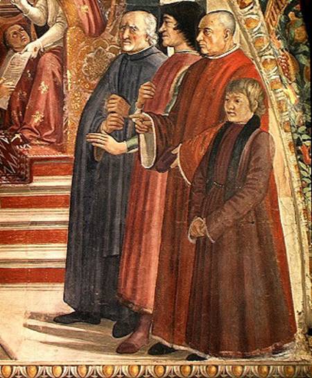 Detail of St. Francis receiving the Rule of the Order from Pope Honorius, scene from the cycle of th from  (eigentl. Domenico Tommaso Bigordi) Ghirlandaio Domenico
