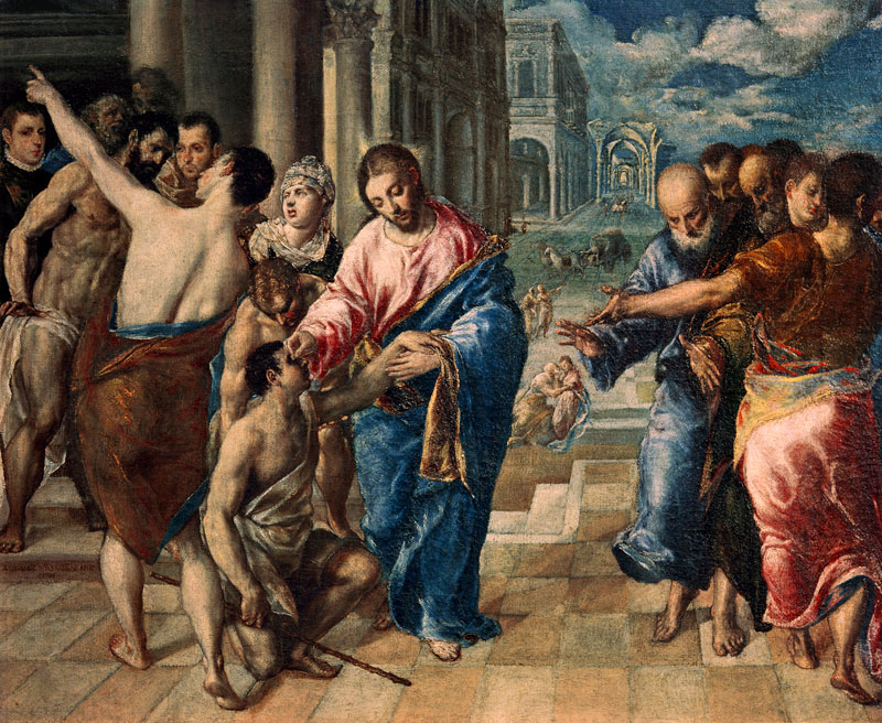 Jesus healing the blind man from El Greco (aka Dominikos Theotokopulos)