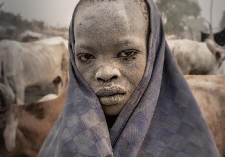 very early in the morning at a mundari camp
