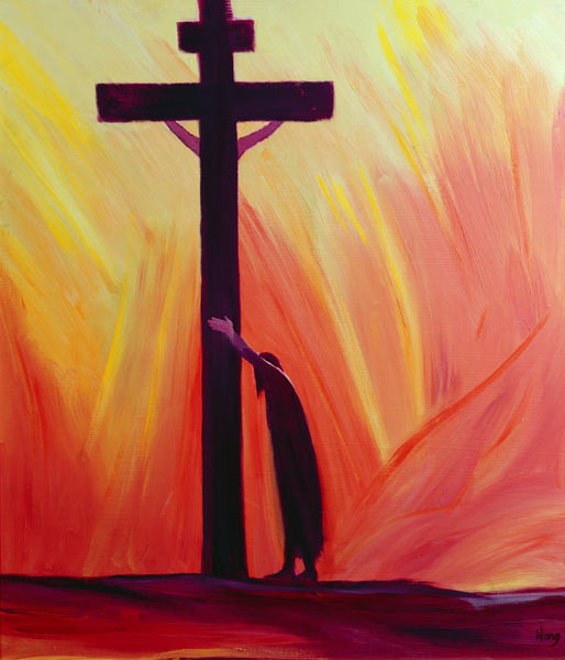 In our sufferings we can lean on the Cross by trusting in Christ''s love, 1993 (oil on panel)  from Elizabeth  Wang