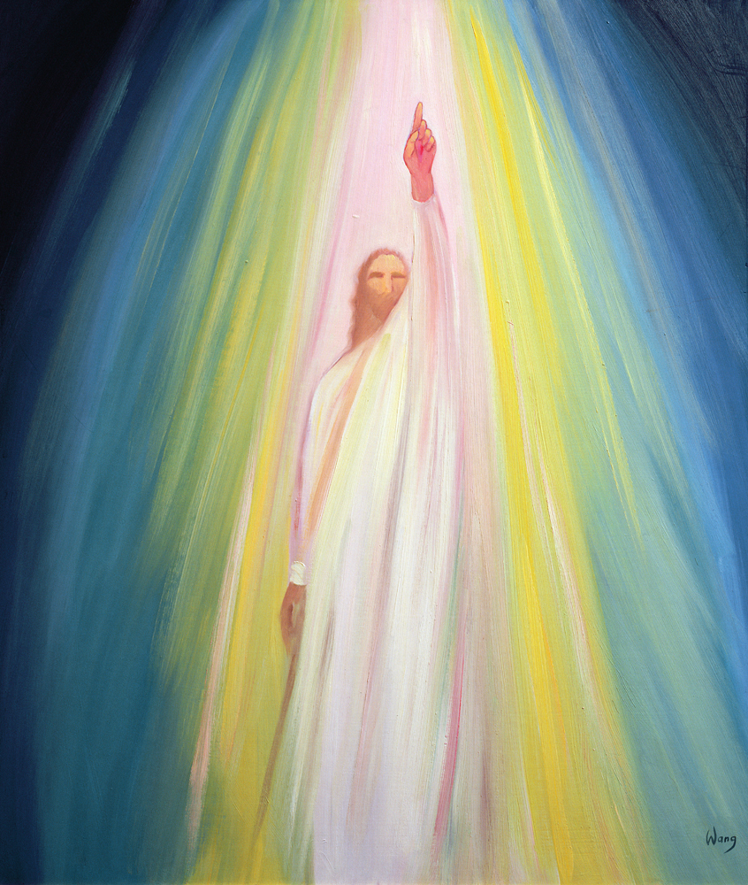 Jesus Christ points us to God the Father, 1995 (oil on panel)  from Elizabeth  Wang