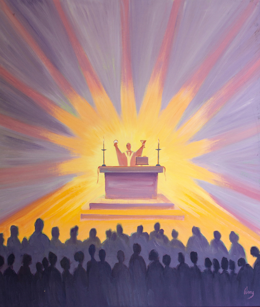 Gods light and wisdom pour upon those gathered around Christs Body and Blood at Mass from Elizabeth  Wang