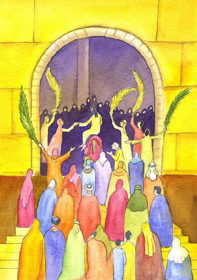 Jesus enters Jerusalem in procession (Palm Sunday)