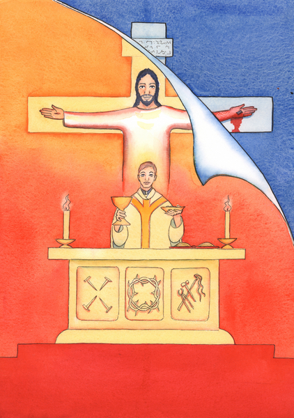 Jesus is Present with us at Mass, praying to the Father on our behalf, for help in our needs, and fo from Elizabeth  Wang
