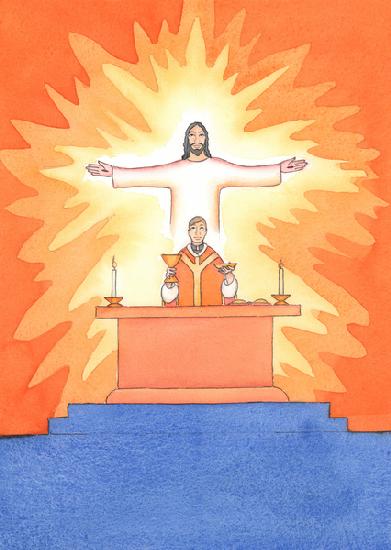 Jesus is Present with us at Mass, praying to the Father on our behalf, for help in our needs, and fo