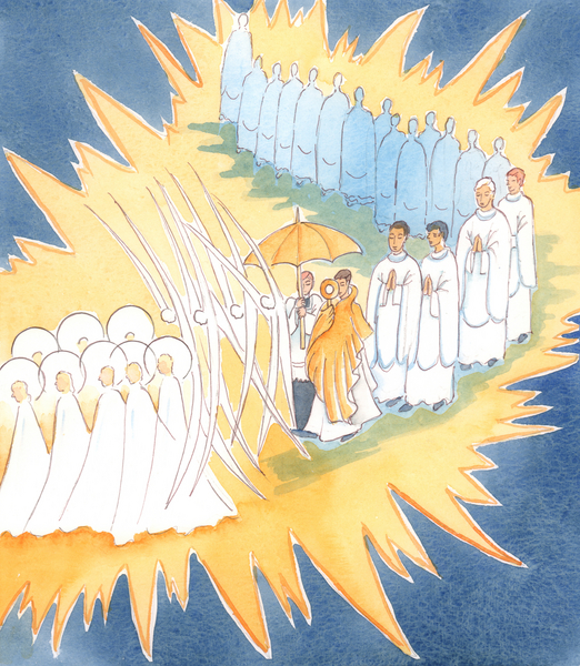 Whenever we honour the Presence of Jesus in the Blessed Sacrament the angels and saints join us in o from Elizabeth  Wang