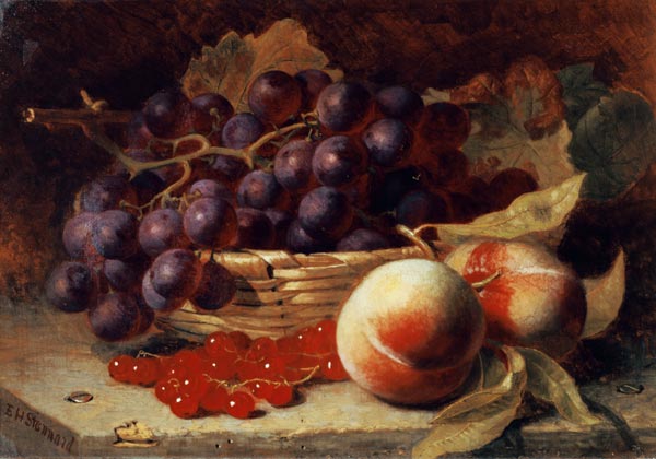 A still life of red currants, peaches and grapes in a basket from Eloise Harriet Stannard