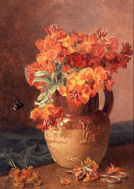 A Still Life with Wallflowers in a Stoneware Jug from Eloise Harriet Stannard
