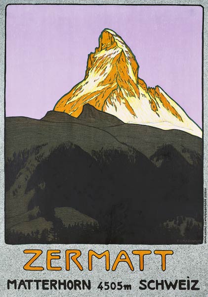 Poster advertising Zermatt, Switzerland from Emil Cardinaux
