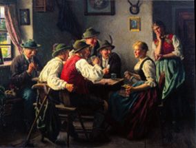 Two dirndls, four boys and an old smallholder from Emil Karl Rau