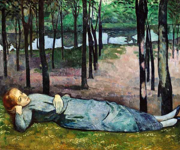 Madeleine, the sister of the artist in the Parc de, ' Amour at the Aven from Emile Bernard
