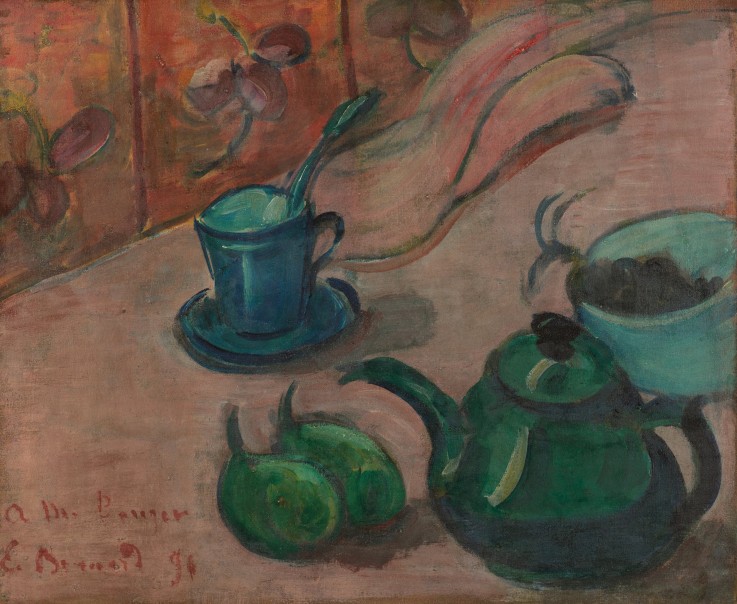 Still life with teapot, cup and fruit from Emile Bernard