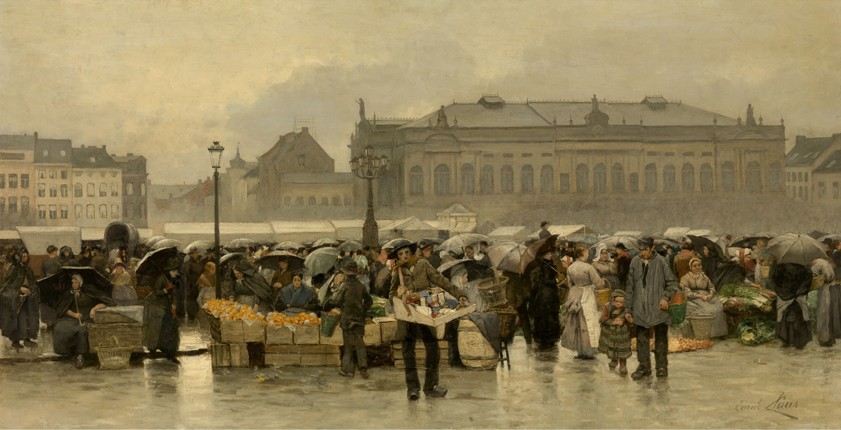 The market in front of the Stadsschouwburg theatre in Antwerp from Emile Claus