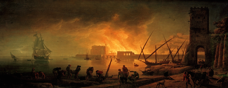 C.-J.Vernet, Harbour fire at night from Emile Jean Horace Vernet